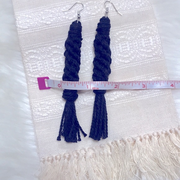 🆓w/$👋🏻Made Macrame 4ply Round Landyard Earrings - Picture 13 of 16